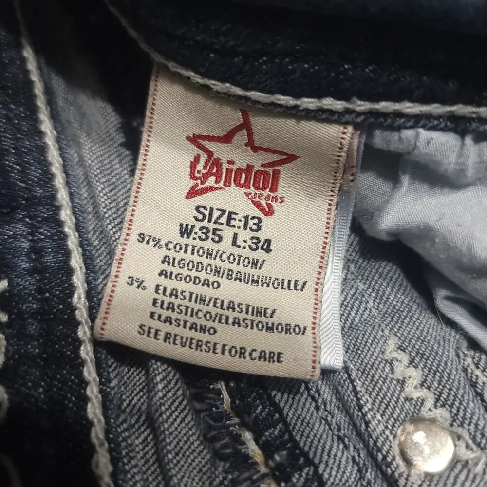 LA Idol USA Jeans Womens Juniors Size 13 Stretch Flare Bootcut Mid Rise Blue